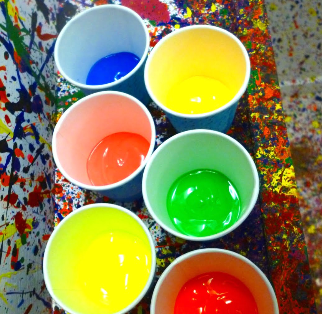 multiple paints in cups