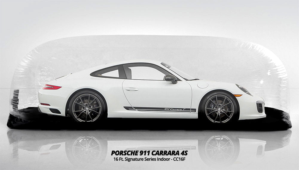 White Porsche 911 in a CarCapsule car cover